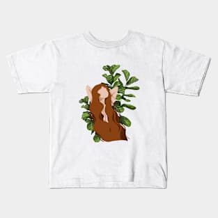 Abstract Portrait Illustration, Plant lady art 1. Kids T-Shirt